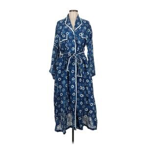Cynthia Cazort Collins Navy Blue Print Shirt Dress M